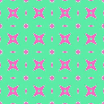 Pink flowers in a pink star pattern on a blue background Stock Illustration