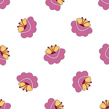 Pink flowers seamless background Stock Illustration