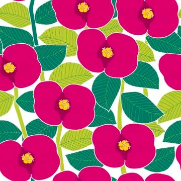 Pink flowers seamless pattern Stock Illustration
