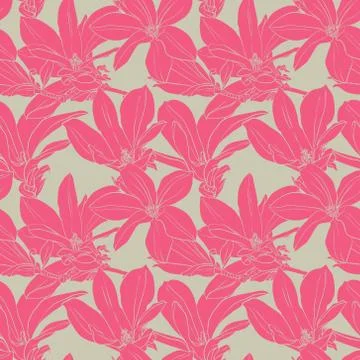 Pink flowers seamless pattern Stock Illustration