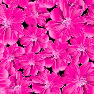 Pink flowers in a seamless pattern Stock Illustration