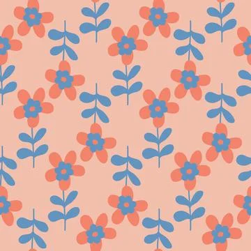 Pink flowers seamless pattern for textile and packaging design, vector illust Stock Illustration
