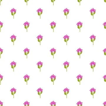 Pink flowers seamless pattern on white background Illustrazione stock