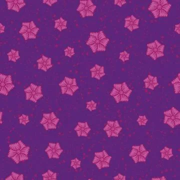 Pink flowers seamless vector pattern on purple Illustrazione stock