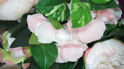 Pink flowers at a wedding. Table of the bride and groom. Close-up shooting Stock Footage 238030023