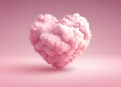 Pink Fluffy Heart Cloud. Concept Design for Valentines Day Greeting Card, Banner Illustrazione stock