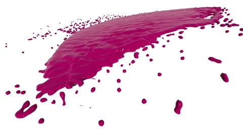 Pink fluid flow hits a surface. Colored paint Stock Footage