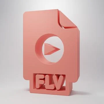 Pink FLV file document video file format. Download flv button icon isolated.. 스톡 일러스트