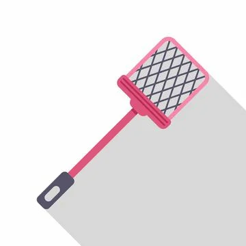 Pink fly swatter icon representing pest control tool Stock Illustration