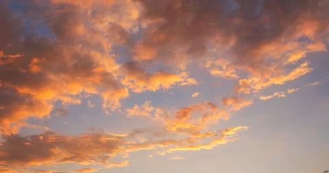 Pink flying clouds at sunset Stock Footage 94758390