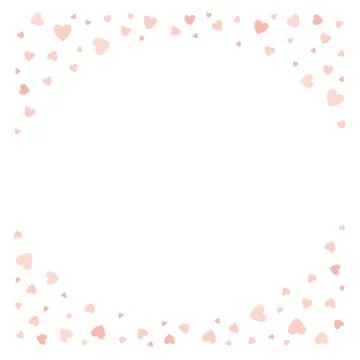 Pink flying hearts square shape with place for text. Border vector romantic b Stock Illustration