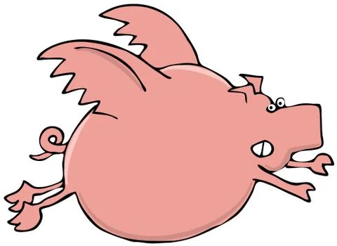 Pink flying pig Stock Illustration