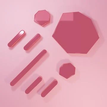 Pink Flying stone icon isolated on pink background. Minimalism concept. 3D .. Stock Illustration