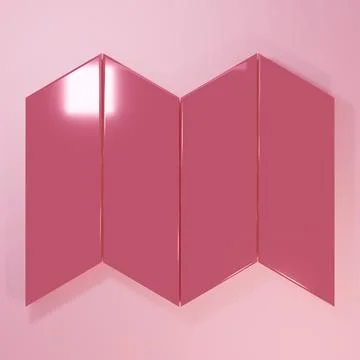 Pink Folded map icon isolated on pink background. Minimalism concept. 3D re.. Illustrazione stock