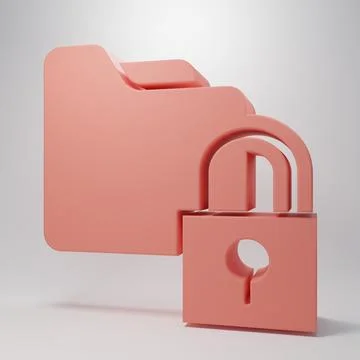 Pink Folder and lock icon isolated on pink background. Closed folder and pa.. Stock Illustration