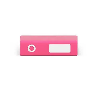 Pink folder binder 3d icon. Reclining volumetric archives with business infor Stock Illustration