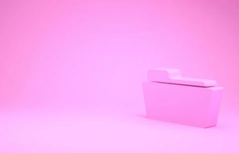 Pink Folder icon isolated on pink background. Minimalism concept. 3d illustra 스톡 일러스트