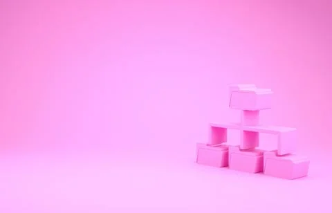 Pink Folder tree icon isolated on pink background. Computer network file fold Illustrazione stock