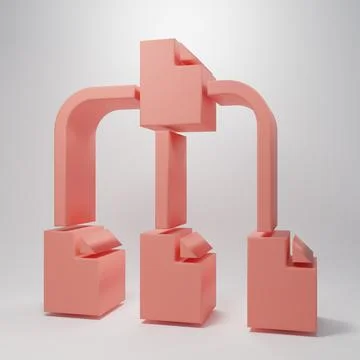 Pink Folder tree icon isolated on pink background. Computer network file fo.. 스톡 일러스트