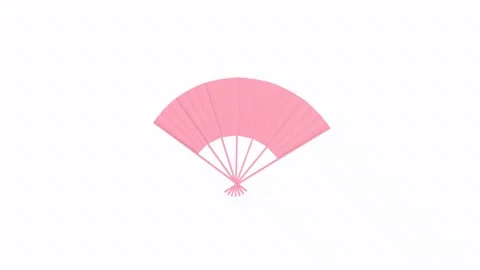 Pink folding fan elegantly rendered on a white background Stock Footage 287985968