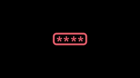 Pink Four Asterisk Password Icon on animation Black Background symbol securit Stock Footage 321855387
