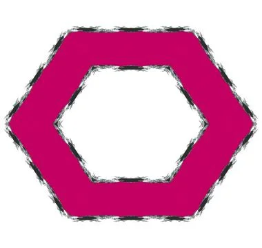 Pink fractal hexagonal frame or border Stock Illustration