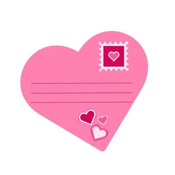 Pink frame and postage stamp frame. Heart-shaped stamps for postcards, cards Stock Illustration