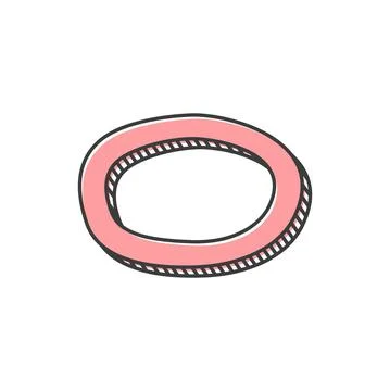 Pink frame boarder of oval shape, doodle style Stock Illustration