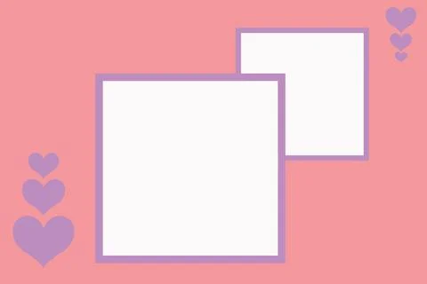 Pink frame. Copy space. Smooth pink background. Two purple frames. Decoration Stock Illustration