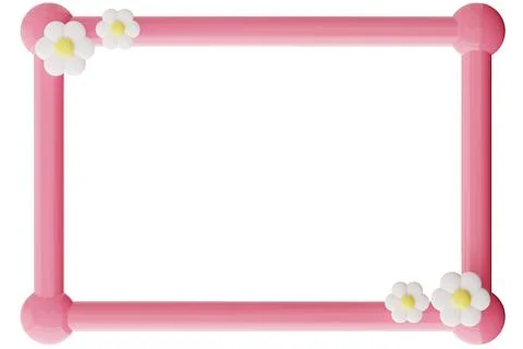 A pink frame with flower designs resting on a clear background. The frame is  Stock-Illustration