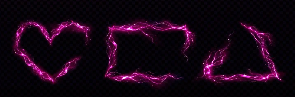 Pink frames made of glowing neon lightning. Stockillustratie