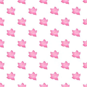 Pink frangipani flower repeating pattern on white background Stock Illustration