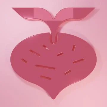 Pink Fresh beet with leaf icon isolated on pink background. Natural Root. V.. Stock Illustration