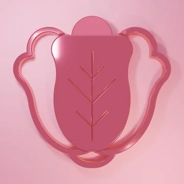 Pink Fresh cabbage vegetable icon isolated on pink background. Minimalism c.. Stock Illustration