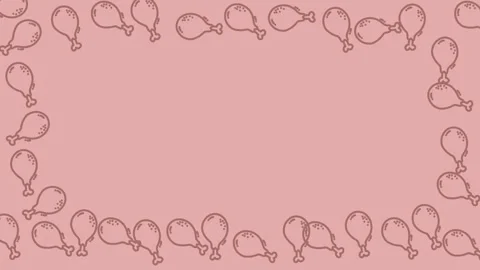 Pink fried chicken Frame Hand Drawn Doodle Background for Party Invitations Stock Footage 329323540