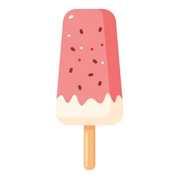 Pink fruit popsicle with sprinkles and a creamy bottom Stock Illustration