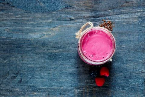 Pink fruit smoothie Stock Photos