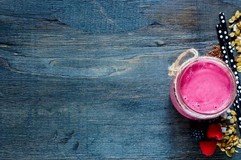 Pink fruit smoothie Stock Photos