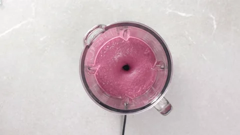 Pink Fruit Smoothie Top Down Perspective Vídeo Stock 147668432