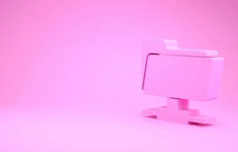 Pink FTP folder icon isolated on pink background. Software update, transfer p Stock Illustration