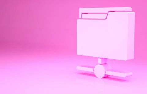 Pink FTP folder icon isolated on pink background. Software update, transfer p Stock Illustration