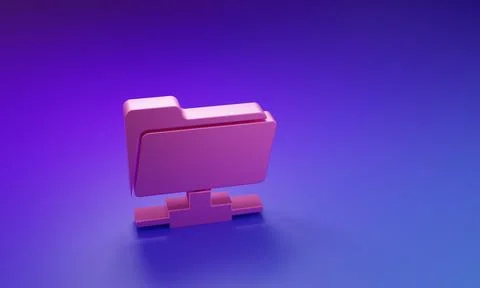 Pink FTP folder icon isolated on purple-blue background. Software update, t.. Stock Illustration