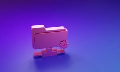 Pink FTP settings folder icon isolated on purple-blue background. Software .. 스톡 일러스트