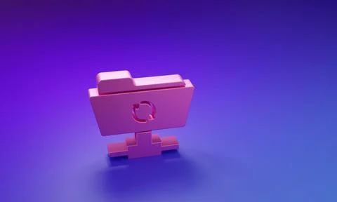 Pink FTP sync refresh icon isolated on purple-blue background. Software upd.. Stock Illustration