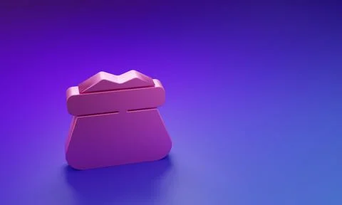 Pink Full sack icon isolated on purple-blue background. Minimalism concept... Stock Illustration