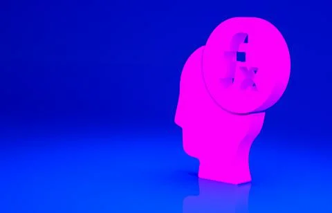 Pink Function mathematical symbol icon isolated on blue background. Minimalis Stock Illustration