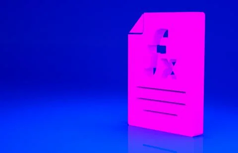 Pink Function mathematical symbol icon isolated on blue background. Minimalis Stock Illustration