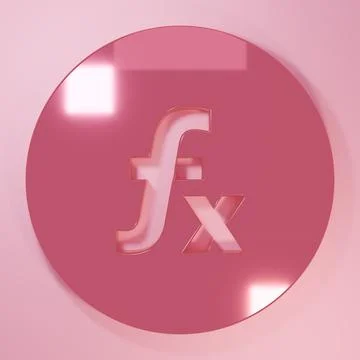 Pink Function mathematical symbol icon isolated on pink background. Minimal.. Stock Illustration