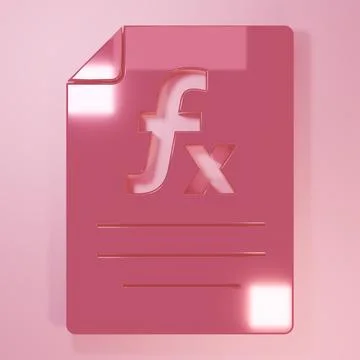 Pink Function mathematical symbol icon isolated on pink background. Minimal.. Stock Illustration