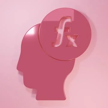 Pink Function mathematical symbol icon isolated on pink background. Minimal.. Stock Illustration